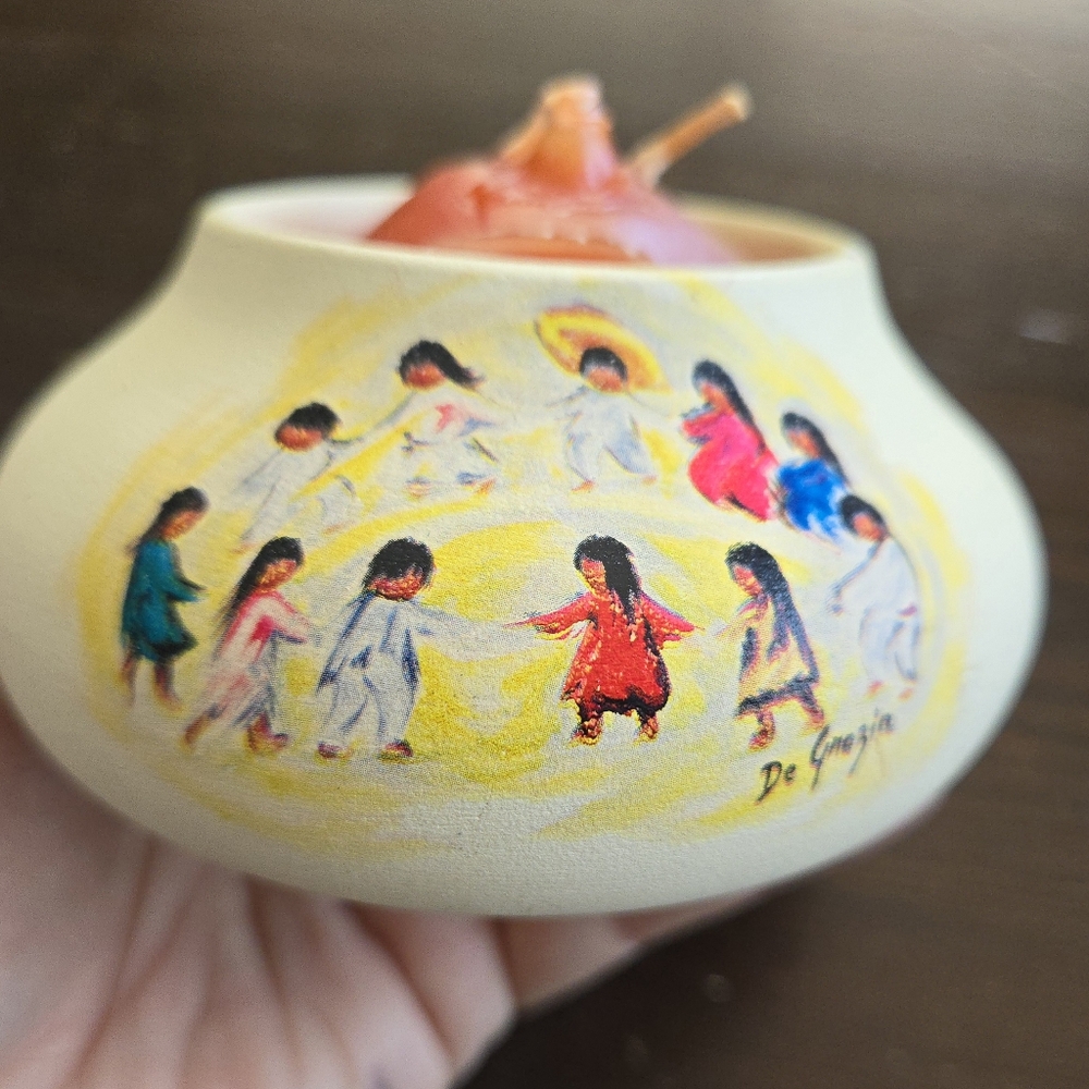 DeGrazia Los Ninos Sandstone Candle Container